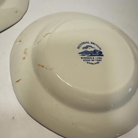 VTG 7.5" Plate Pictorial Britain Burgess & Leigh England Blue White Set of 6 - Picture 7 of 9